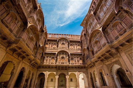 Inner courtyard of the Mehrangarh Fort in Jodhpur, the Blue City, Rajasthan, India, Asia Stock Photo - Rights-Managed, Code: 841-08645428