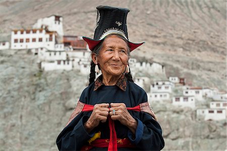people ladakh - A Nubra woman wears traditional dress to attend a gathering at a local monastery in the Nubra Valley, Ladakh, India, Asia Stock Photo - Rights-Managed, Code: 841-08663563