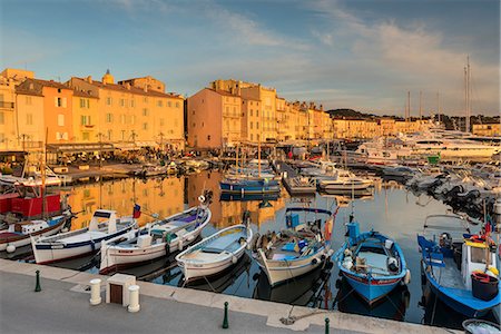 provence - Warm evening sunlight illuminating the port of Saint Tropez, Var, Provence, Cote d'Azur, French Riviera, France, Medierranean, Europe Stock Photo - Rights-Managed, Code: 841-08663690