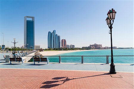 simsearch:841-07083917,k - View from the Breakwater towards Abu Dhabi Oil Company HQ and Etihad Towers, Abu Dhabi, United Arab Emirates, Middle East Stock Photo - Rights-Managed, Code: 841-08729572