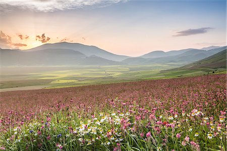 sunset mountains - The Piano Grande in the Monti Sibillini, Umbria, Italy, Europe Stock Photo - Rights-Managed, Code: 841-08798019