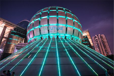 Futuristic illuminated architecture in Hangzhou, Zhejiang, China, Asia Stock Photo - Rights-Managed, Code: 841-08860644