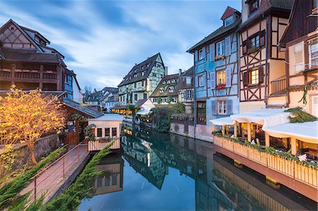 simsearch:841-07540886,k - Dusk lights on houses reflected in River Lauch at Christmas, Petite Venise, Colmar, Haut-Rhin department, Alsace, France, Europe Stock Photo - Rights-Managed, Code: 841-08860677