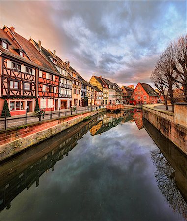 simsearch:841-07540886,k - Panorama of colored houses reflected in River Lauch at sunset, Petite Venise, Colmar, Haut-Rhin department, Alsace, France, Europe Stock Photo - Rights-Managed, Code: 841-08860678