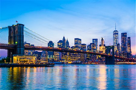 simsearch:841-08797696,k - Brooklyn Bridge and Manhattan skyline at dusk, New York City, United States of America, North America Stock Photo - Rights-Managed, Code: 841-08860796