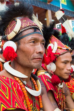 Naga tribal men in traditional clothing, Kisima Nagaland Hornbill festival, Kohima, Nagaland, India, Asia Stock Photo - Rights-Managed, Code: 841-09055222