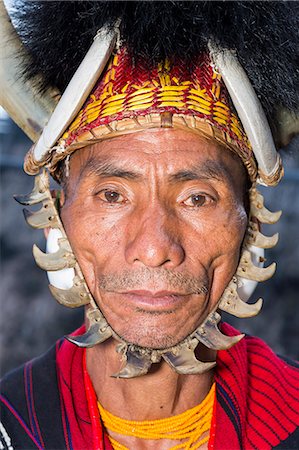 Naga tribal man in traditional outfit, Kisima Nagaland Hornbill festival, Kohima, Nagaland, India, Asia Stock Photo - Rights-Managed, Code: 841-09055230