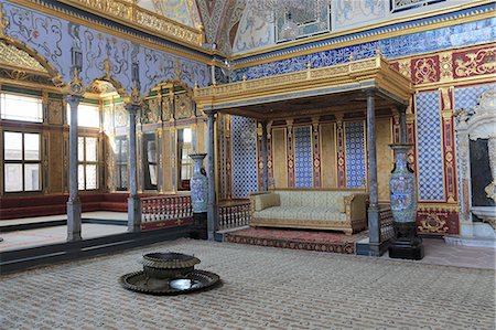 Imperial Hall, Throne Room, The Harem, Topkapi Palace, UNESCO World Heritage Site, Istanbul, Turkey, Europe Stock Photo - Rights-Managed, Code: 841-09055623