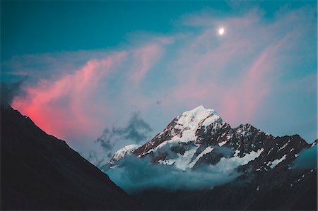 peace landscape night - Hooker Valley Track, Mount Cook, Aoraki/Mount Cook National Park, UNESCO World Heritage Site, Southern Alps, South Island, New Zealand, Pacific Stock Photo - Rights-Managed, Code: 841-09076930