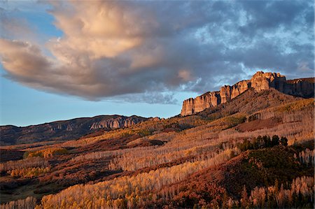 Clouds over the palisades at Owl Creek Pass in the fall, Uncompahgre National Forest, Colorado, United States of America, North America Stock Photo - Rights-Managed, Code: 841-09077194