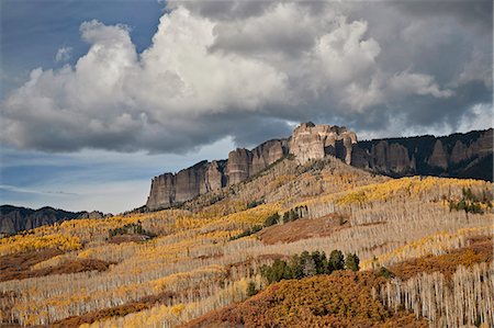 Clouds over the palisades at Owl Creek Pass in the fall, Uncompahgre National Forest, Colorado, United States of America, North America Stock Photo - Rights-Managed, Code: 841-09077193