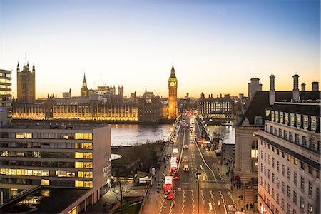 simsearch:841-02832407,k - High angle view of Big Ben, the Palace of Westminster and Westminster Bridge at dusk, London, England, United Kingdom, Europe Foto de stock - Con derechos protegidos, Código: 841-09086016
