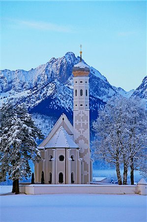 schwangau - Church of St. Coloman and Tannheimer Alps near Schwangau, Allgau, Bavaria, Germany, Europe Stock Photo - Rights-Managed, Code: 841-09086278