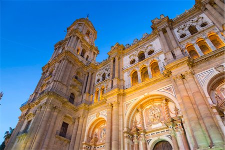 simsearch:841-06501071,k - View of Cathedral in Plaza del Obispo at dusk, Malaga, Costa del Sol, Andalusia, Spain, Europe Stock Photo - Rights-Managed, Code: 841-09086616