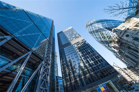 Financial district skyscrapers, including 30 St. Mary Axe, known as the Gherkin and the Leadenhall Building known as the Cheesegrater, City of London, London, England, United Kingdom, Europe Stock Photo - Rights-Managed, Code: 841-09163076