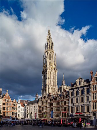 simsearch:841-06341441,k - Houses on Grote Markt and Cathedral Tower, Antwerp, Belgium, Europe Stock Photo - Rights-Managed, Code: 841-09163160