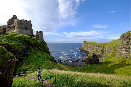 simsearch:841-08860890,k - Dunluce Castle, located on the edge of a basalt outcrop in County Antrim, Ulster, Northern Ireland, United Kingdom, Europe Stock Photo - Rights-Managed, Code: 841-09163417