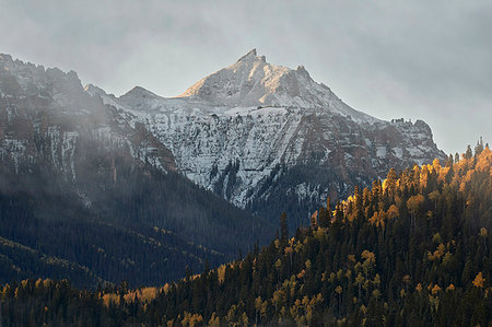 Snow-covered mountain in the fall, Uncompahgre National Forest, Colorado, United States of America, North America Stock Photo - Rights-Managed, Code: 841-09194702