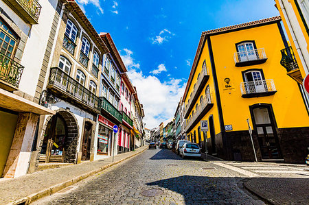 Colorful buildings in the little town called Sao Mateus village around Terceira Island, Azores, Portugal, Atlantic, Europe Stock Photo - Rights-Managed, Code: 841-09204928