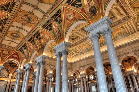 simsearch:841-07457532,k - Ceiling and walls, Mezzanine of the Great Hall, Library of Congress, Washington D.C., United States of America, North America Stock Photo - Rights-Managed, Code: 841-09242460