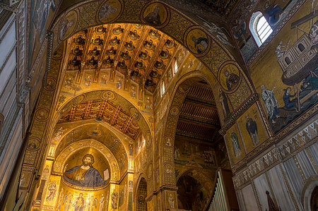 simsearch:841-08240211,k - Interior of Monreale Cathedral, Monreale, Palermo, Sicily, Italy, Europe Stock Photo - Rights-Managed, Code: 841-09255848