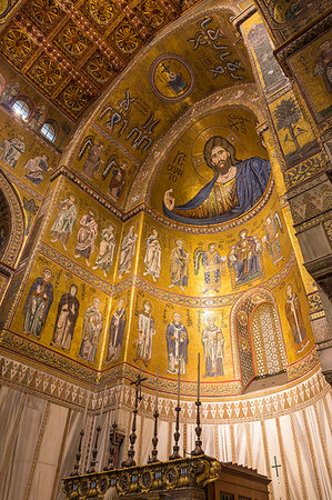 simsearch:841-08240211,k - Interior of Monreale Cathedral, Monreale, Palermo, Sicily, Italy, Europe Stock Photo - Rights-Managed, Code: 841-09255849