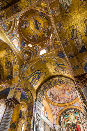 simsearch:841-08240211,k - Interior of the Santa Maria dell'Ammiraglio church (also called 'La Martorana'), Palermo, Sicily, Italy, Europe Stock Photo - Rights-Managed, Code: 841-09255898