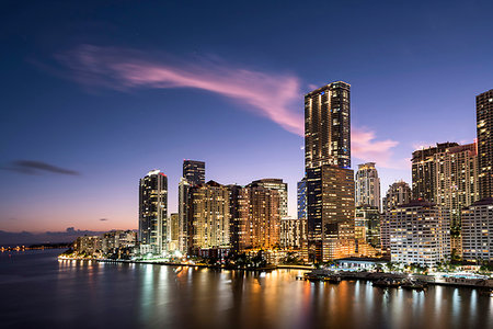 simsearch:841-07653114,k - Brickell Key and Downtown Miami skyline at night, Florida, United States of America, North America Stock Photo - Rights-Managed, Code: 841-09256644