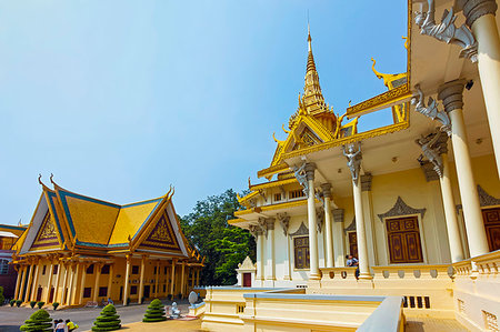 simsearch:841-07523329,k - The Royal Palace Throne Hall and Preah Reach Damnak Chan admin building beyond, Royal Palace, city centre, Phnom Penh, Cambodia, Indochina, Southeast Asia, Asia Foto de stock - Con derechos protegidos, Código: 841-09257059