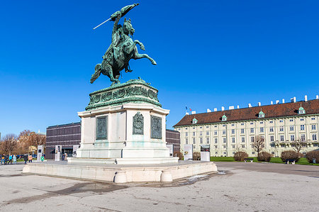 View of Erzherzog Karl - Equestrian Statue in Heldenplatz, Vienna, Austria, Europe Stock Photo - Rights-Managed, Code: 841-09257091