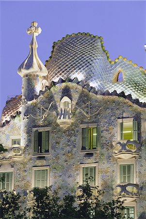Gaudi architecture, Casa Batllo, Barcelona, Catalunya (Catalonia) (Cataluna), Spain, Europe Stock Photo - Rights-Managed, Code: 841-02705433
