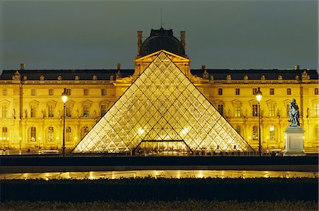 street light at the louvre paris - The Louvre and pyramid illuminated at night, Paris, France, Europe Stock Photo - Rights-Managed, Code: 841-02705550