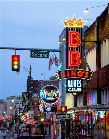 Beale Street at night, Memphis, Tennessee, United States of America, North America Stock Photo - Rights-Managed, Code: 841-02705831