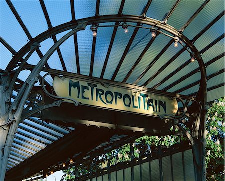 paris subway entrance - Close-up of Metropolitain (metro) station entrance, art nouveau style, Paris, France, Europe Stock Photo - Rights-Managed, Code: 841-02706156