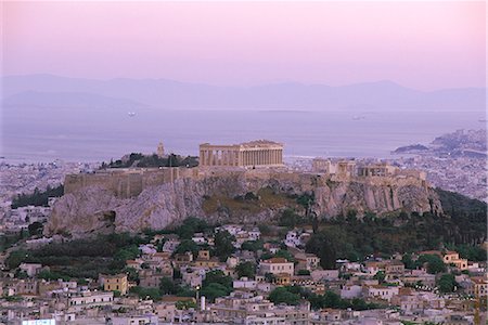 Le Parthénon et l'Acropole du Lykavitos, Site du patrimoine mondial de l'UNESCO, Athènes, Grèce, Europe Photographie de stock - Rights-Managed, Code: 841-02706316