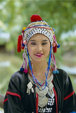 simsearch:841-03067430,k - Portrait of an Akha hill tribe woman in traditional clothing, Mae Hong Son Province, northern Thailand, Asia Stock Photo - Rights-Managed, Code: 841-02706515