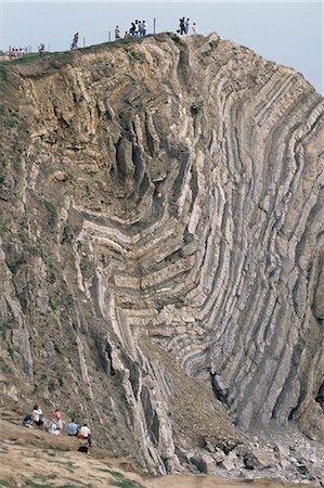 Folded limestone and shale, Jurassic period, Stair Hole, Lulworth, Dorset, England, United Kingdom, Europe Stock Photo - Rights-Managed, Code: 841-02706764