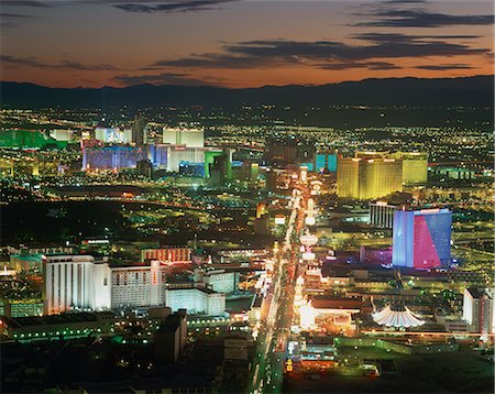 Aerial view over lights of the city at night, Las Vegas, Nevada, United States of America, North America Stock Photo - Rights-Managed, Code: 841-02707753