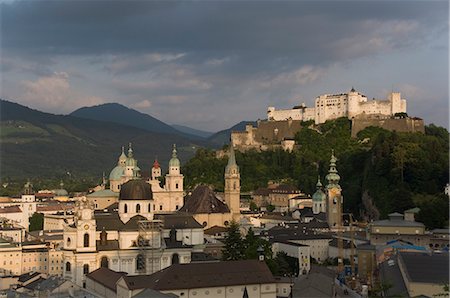 Cityscape including Schloss Hohensalzburg, Salzburg, Austria, Europe Stock Photo - Rights-Managed, Code: 841-02708177