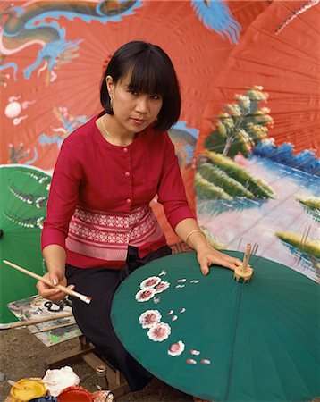 simsearch:841-02946091,k - Portrait of a woman hand painting umbrellas in Chiang Mai, Thailand, Southeast Asia, Asia Stock Photo - Rights-Managed, Code: 841-02708415