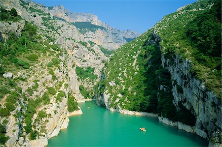 french country river photos - Small boats in the river, Grand Canyon du Verdon (Gorges du Verdon), Alpes-de-Haute Provence, Provence, France, Europe Stock Photo - Rights-Managed, Code: 841-02708938