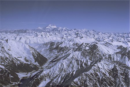 simsearch:841-02915818,k - Aerial view of Himalaya mountain range, with Nanga Parbat, 8125m, seen from south west, rising above other mountains, Pakistan, Asia Stock Photo - Rights-Managed, Code: 841-02709339
