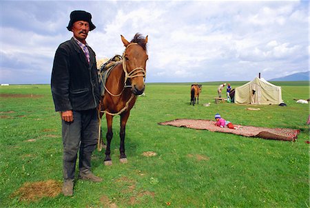 Nomad at home, Lake Son-Kul, Kyrgyzstan, Central Asia Stock Photo - Rights-Managed, Code: 841-02709458