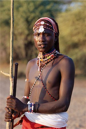 simsearch:841-03067430,k - Young Masai morani or warrior with henna-ed hair and beadwork, Laikipia, Kenya, East Africa, Africa Stock Photo - Rights-Managed, Code: 841-02709947