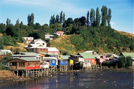 stilt village - Palafitos, Castro, Chiloe Island, Chile, South Amrica Stock Photo - Rights-Managed, Code: 841-02703477