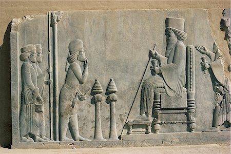 simsearch:841-02831081,k - Relief of the enthronement of Darius, Persepolis, UNESCO World Heritage Site, Iran, Middle East Stock Photo - Rights-Managed, Code: 841-02703918
