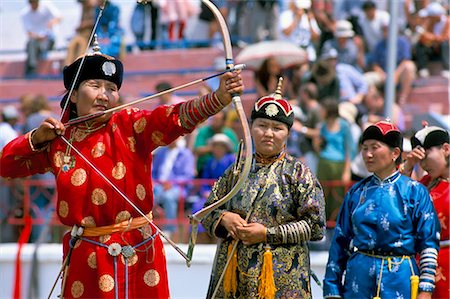 Archery contest, Naadam festival, Oulaan Bator (Ulaan Baatar), Mongolia, Central Asia, Asia Stock Photo - Rights-Managed, Code: 841-02714367