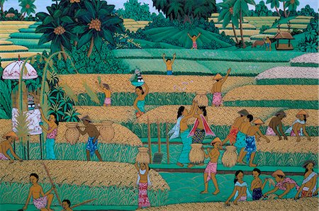 Painting of people harvesting in rice fields, Neka Museum, Ubud, island of Bali, Indonesia, Southeast Asia, Asia Stock Photo - Rights-Managed, Code: 841-02715364