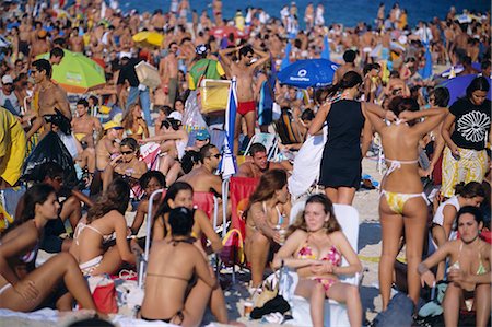 Sunday crowd, Ipanema Beach, Rio de Janeiro, Brazil, South America Stock Photo - Rights-Managed, Code: 841-02716056