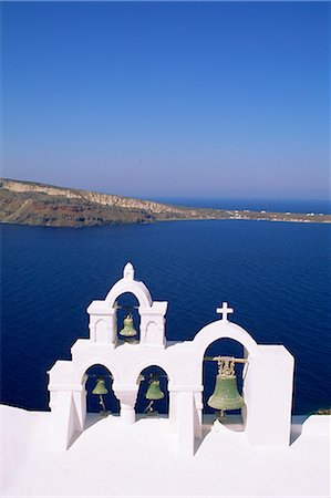 simsearch:841-03034600,k - Bell tower on Christian church, Oia (Ia), Santorini (Thira), Cyclades Islands, Aegean Sea, Greece, Europe Stock Photo - Rights-Managed, Code: 841-02717354